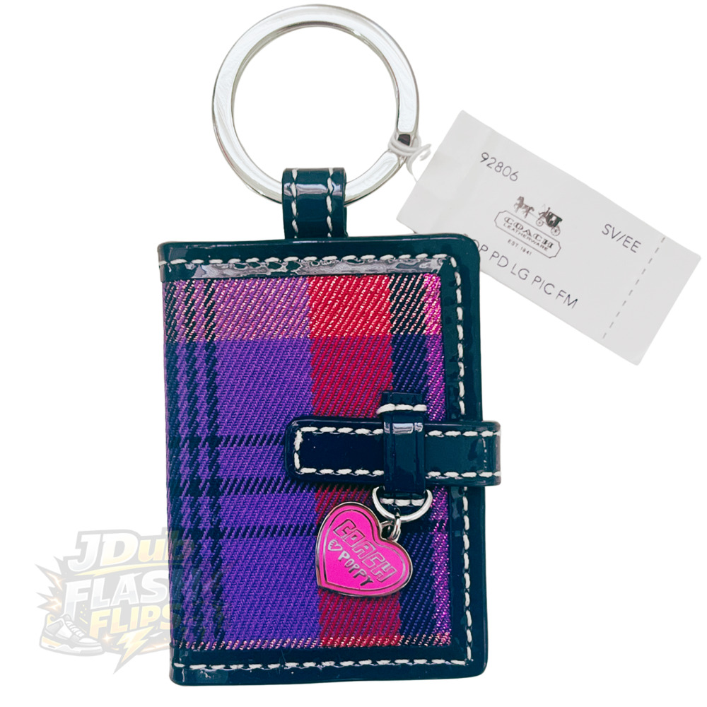 NWT COACH Poppy Plaid Photo Frame Key Fob Chain SV/EE 92806 – Rare Collectible!